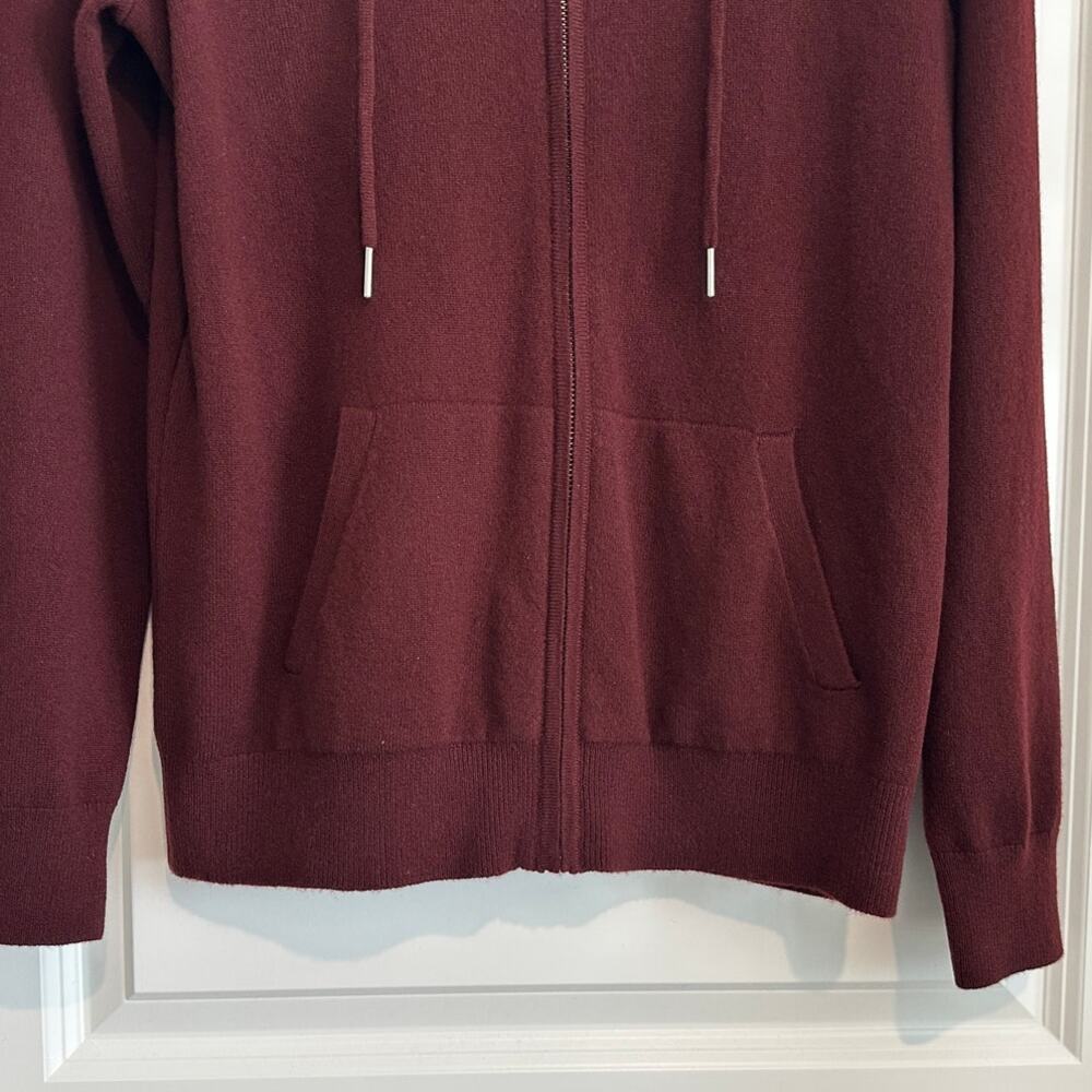 Quince 100% Mongolian Cashmere Full-Zip Hoodie Rich Burgundy Size S - Picture 11 of 12